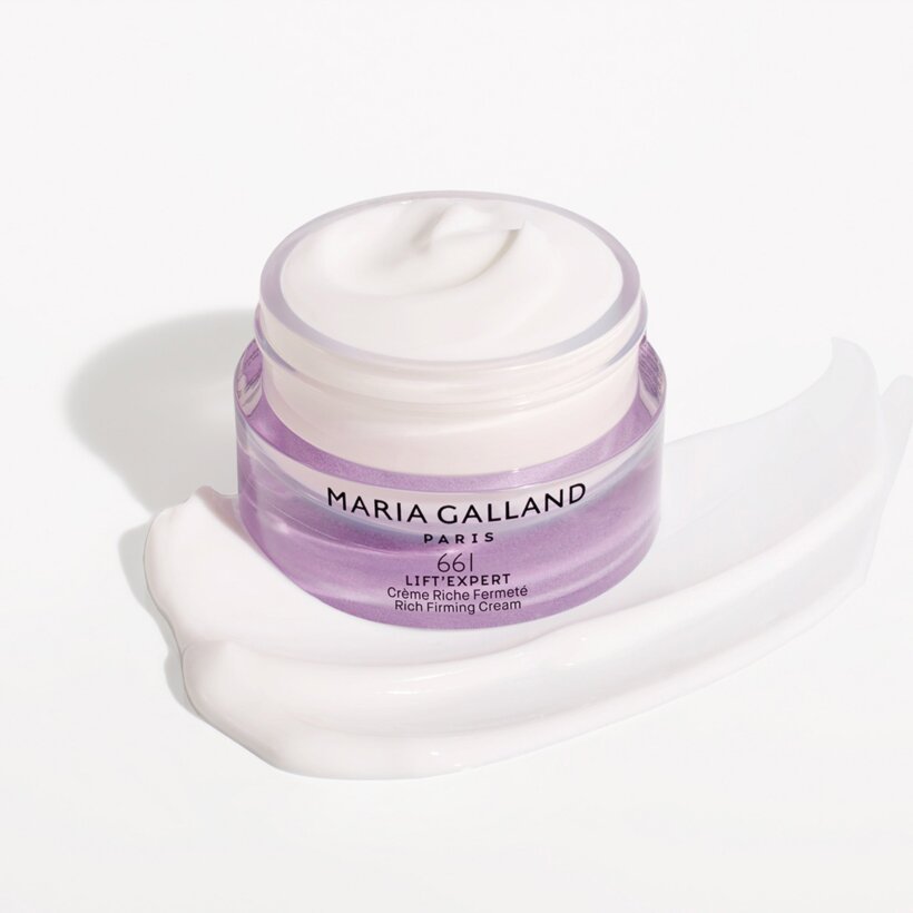 Maria Galland 661 Lift’Expert Rich Firming Cream – geöffneter Tiegel und Textur Maria Galland 661 Lift’Expert Rich Firming Cream – geöffneter Tiegel und Textur