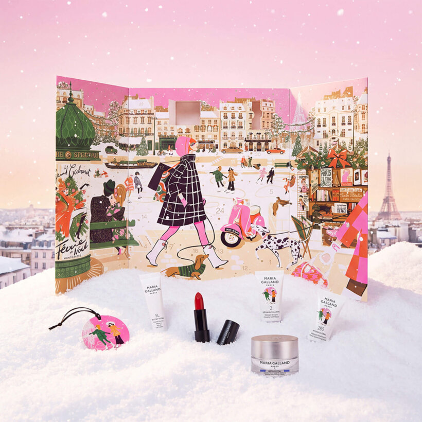 Maria Galland Adventskalender 2026 Festive Paris – geöffneter Kalender mit ausgewählten Produkten Maria Galland Adventskalender 2026 Festive Paris – geöffneter Kalender mit ausgewählten Produkten