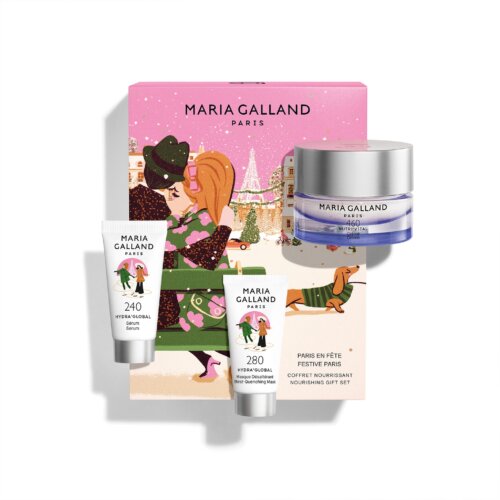 Maria Galland Nourishing Gift Set Festive Paris – Geschenkverpackung mit den drei enthaltenen Pflegeprodukten