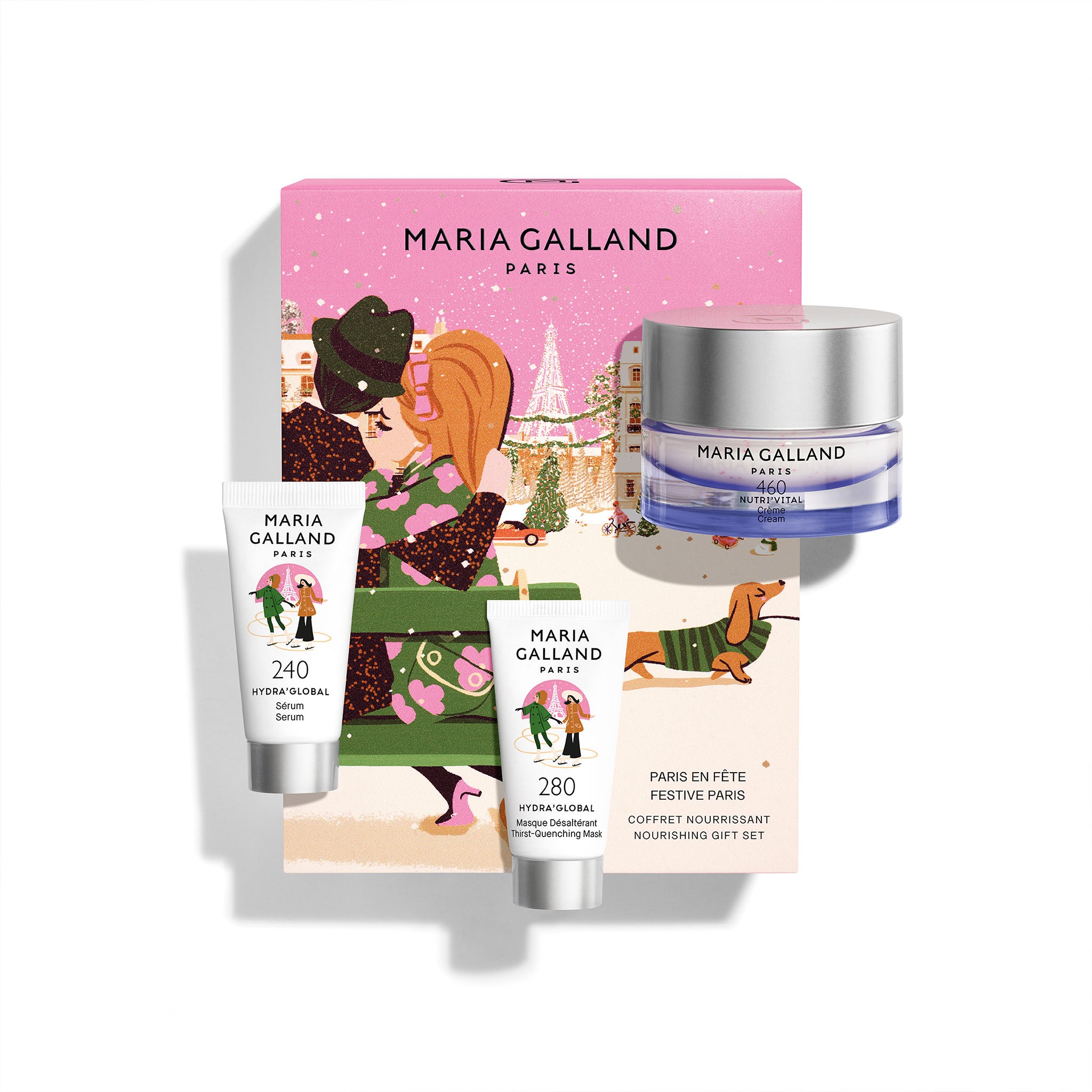 Maria Galland Nourishing Gift Set Festive Paris – Geschenkverpackung mit den drei enthaltenen Pflegeprodukten Maria Galland Nourishing Gift Set Festive Paris – Geschenkverpackung mit den drei enthaltenen Pflegeprodukten