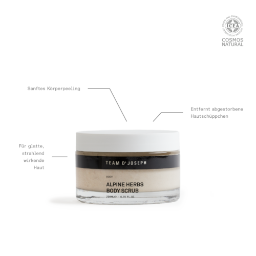 Team Dr Joseph Alpine Herbs Body Scrub - Produkt und Pflegeeigenschaften
