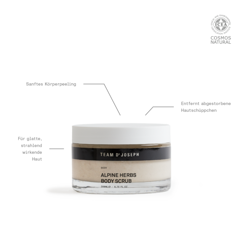 Team Dr Joseph Alpine Herbs Body Scrub - Produkt und Pflegeeigenschaften Team Dr Joseph Alpine Herbs Body Scrub - Produkt und Pflegeeigenschaften