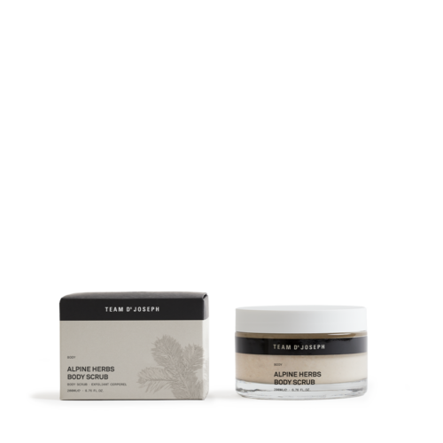 Team Dr Joseph Alpine Herbs Body Scrub - Tiegel und Verpackung, 200 ml