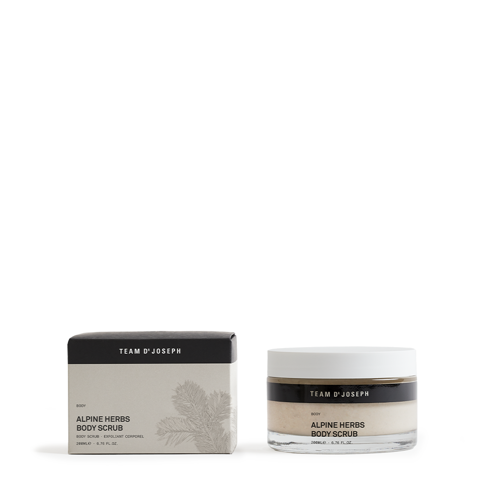 Team Dr Joseph Alpine Herbs Body Scrub - Tiegel und Verpackung, 200 ml Team Dr Joseph Alpine Herbs Body Scrub - Tiegel und Verpackung, 200 ml